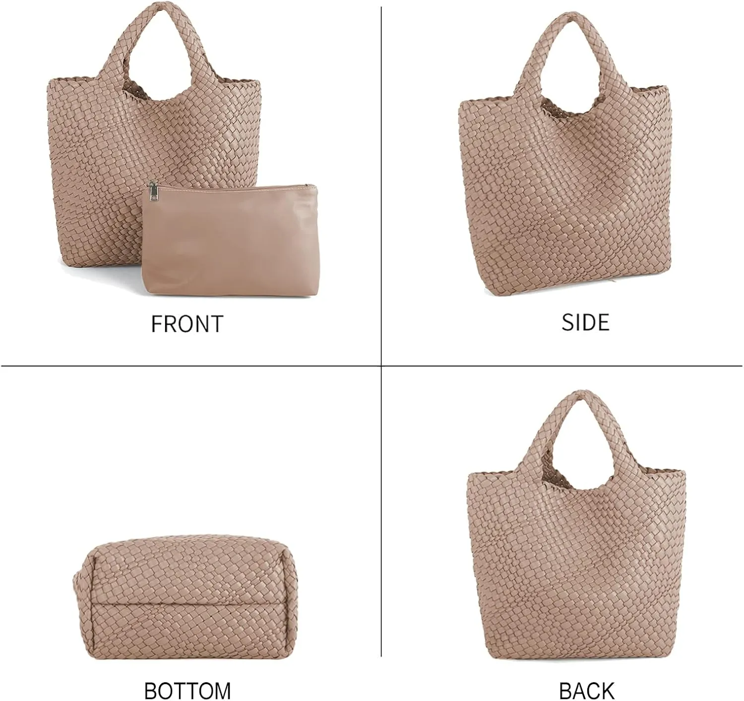 SUMICH Vegan Leather Hand-Woven Bag Purses and Handbags for Woman Top Handle Satchel Bags Ladies Leather Totes