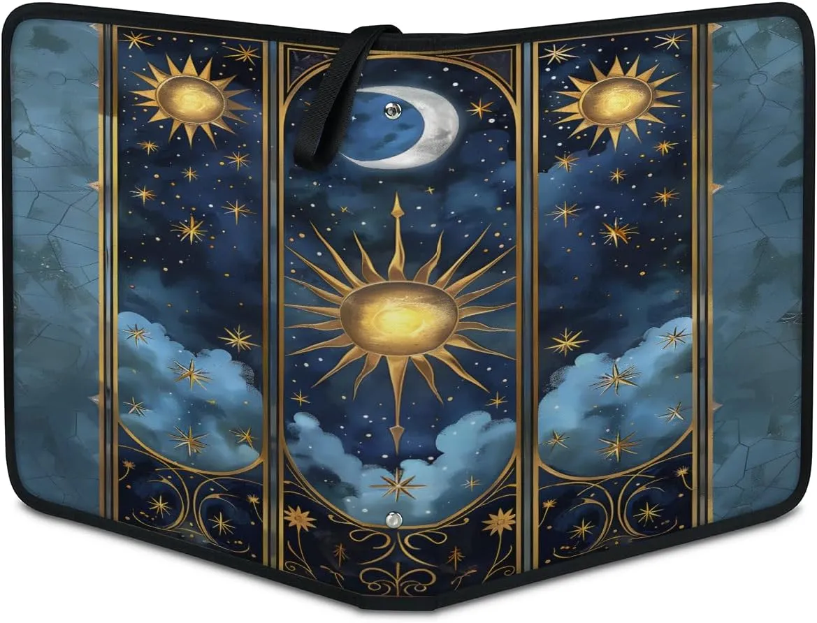 Sun Moon 3 Ring Trading Zipper Binder Strap, Trading Card Binder 4 Pocket, 400 Pockets Card Holder with 50 Removable Sleeves for Game Cards