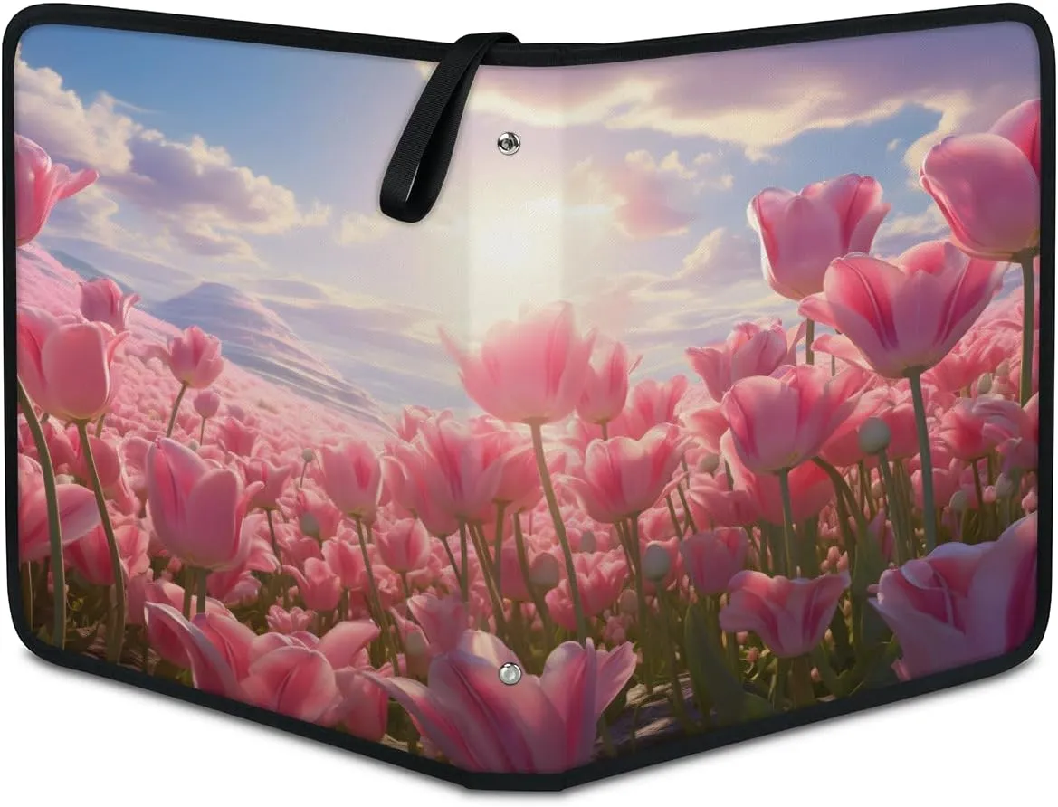 Sun Tulip 3 Ring Trading Zipper Binder Strap, Trading Card Binder 4 Pocket, 400 Pockets Card Holder with 50 Removable Sleeves for Game Cards