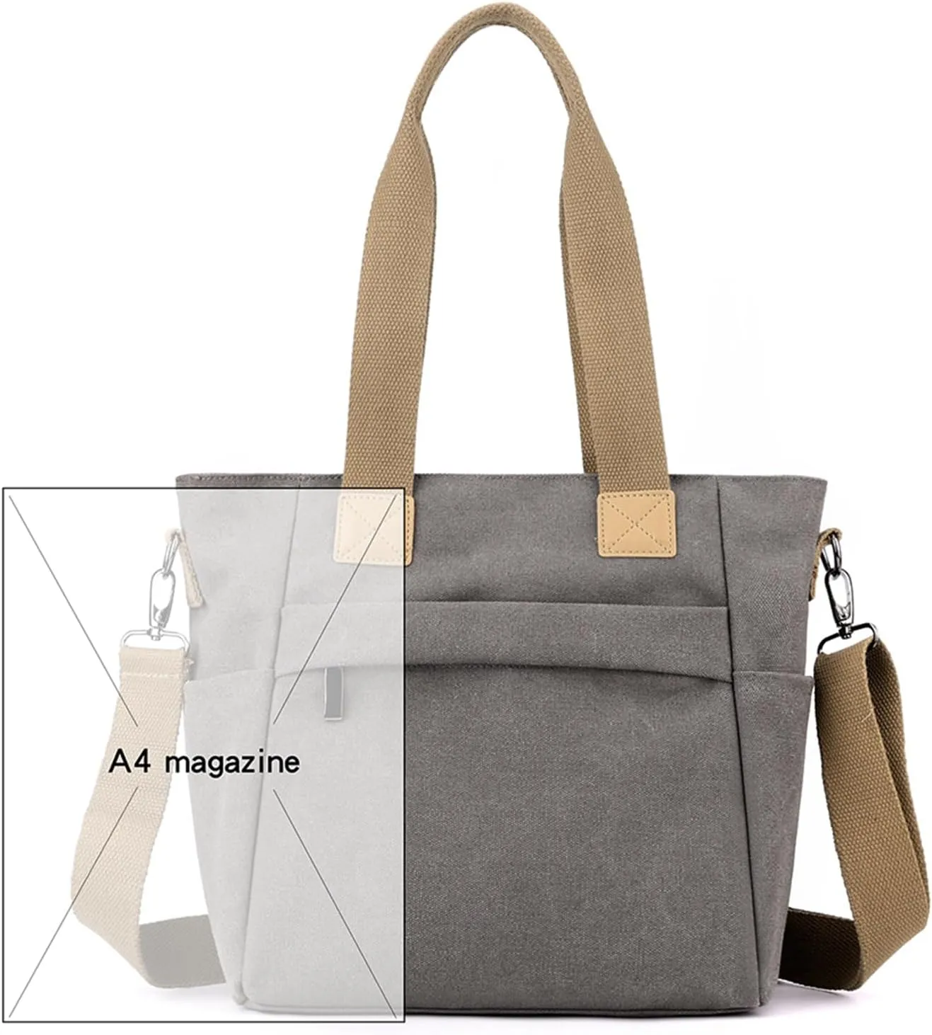 Sunshinejing Women's Canvas Tote Bag Top Handle Handbag Work Totes Purse Shoulder Crossbody Bag