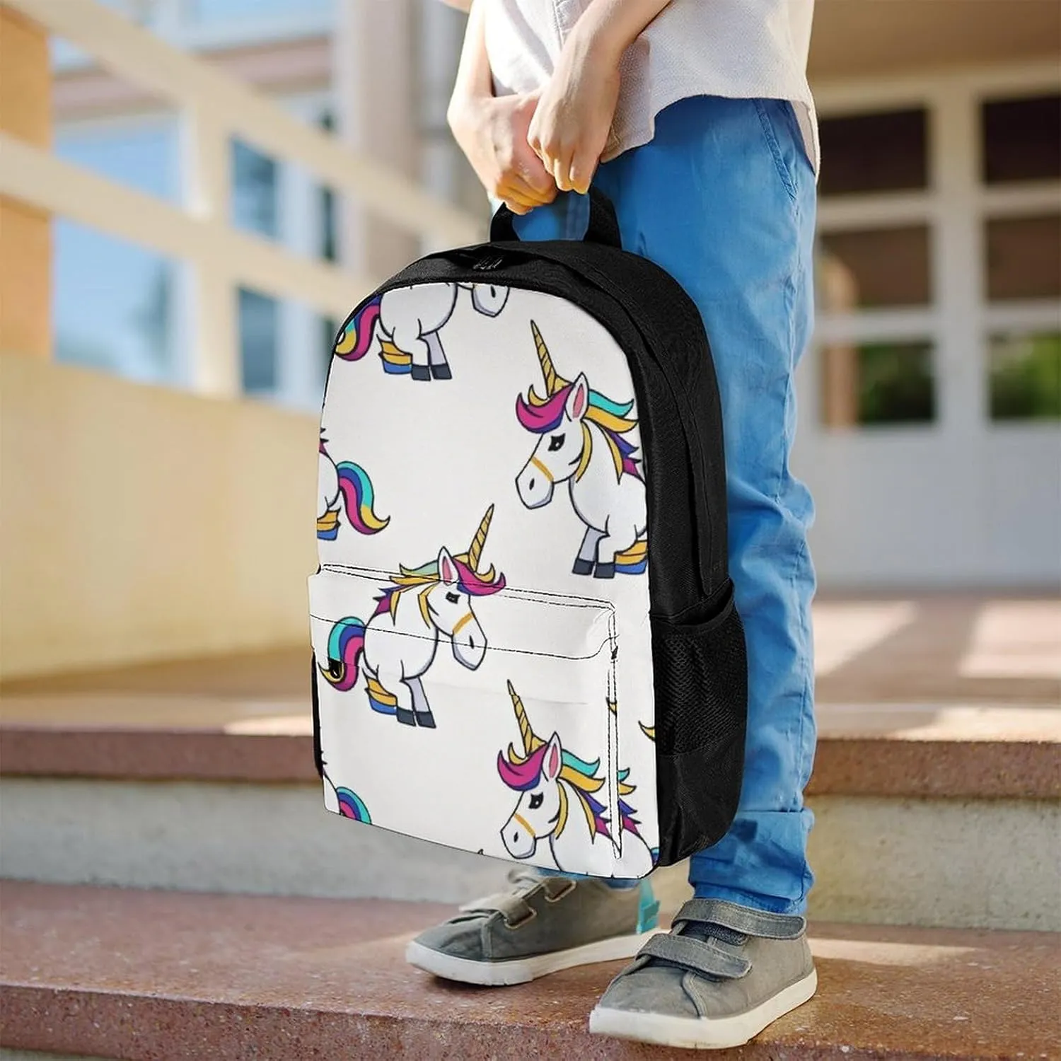 Supdreamc Adults Lightweight Mythical Fantasy Unicorn Art Rucksacks Large Capacity Bookbag With Adjustable Shoulder Straps for Trekking Outdoors Bicycle