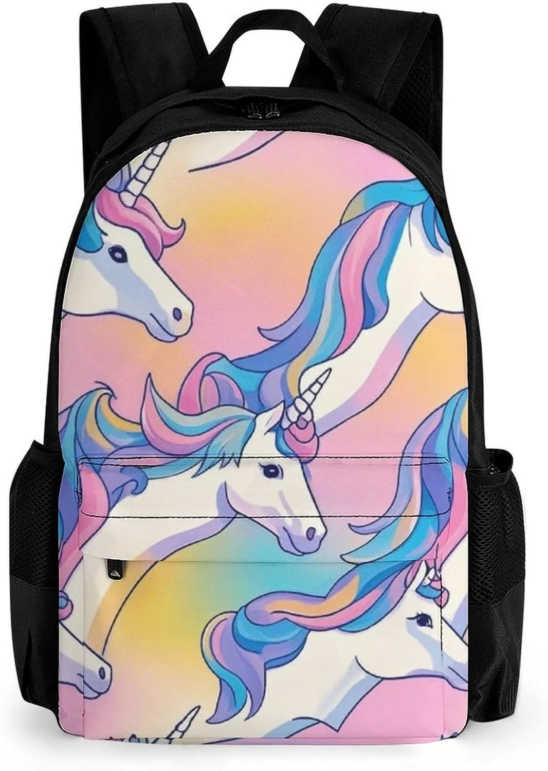 Supdreamc Lightweight Daypack Bookbag for Trekking Business Walking Cycling - Big Capacity Anti-Theft Multipurpose Carry On Bag, Cute Rainbow Unicorn Art Business Computer Bag