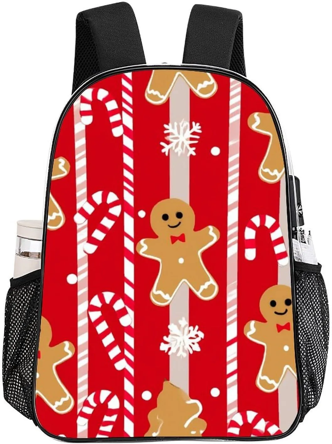 Supdreamc Lightweight Rucksacks for Camping Picnic Cycling - Large Capacity Multipurpose Transparent Carry On Bag, Christmas Red Gingerbread Cookies Candy Canes Travel Hiking & Camping Rucksack