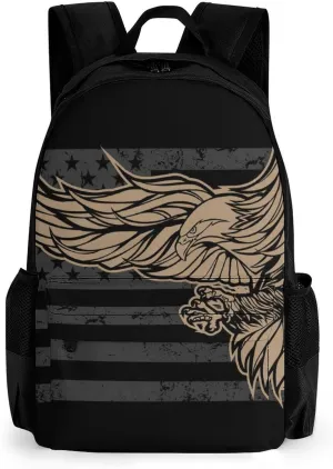 Supdreamc Lightweight Rucksacks for Climbing Outdoors Walking Cycling - Large Capacity Anti-Theft Multipurpose Carry On Bag, American Flag Usa Cool Bald Eagle Pattern Camping Outdoor Backpack