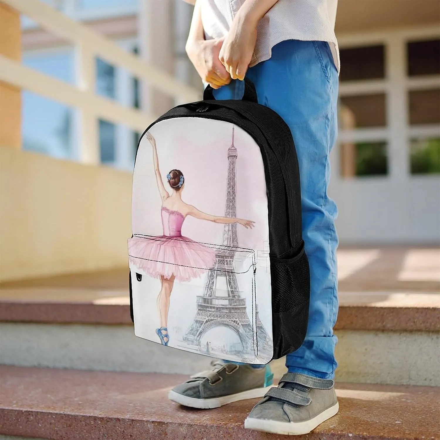 Supdreamc Lightweight Rucksacks for Climbing Outdoors Walking Cycling - Large Capacity Anti-Theft Multipurpose Carry On Bag, Ballet Dancer Ballerina Eiffel Tower Camping Outdoor Backpack