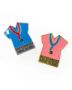 'Superhero in Scrubs' Enamel Pins - Pink & Blue