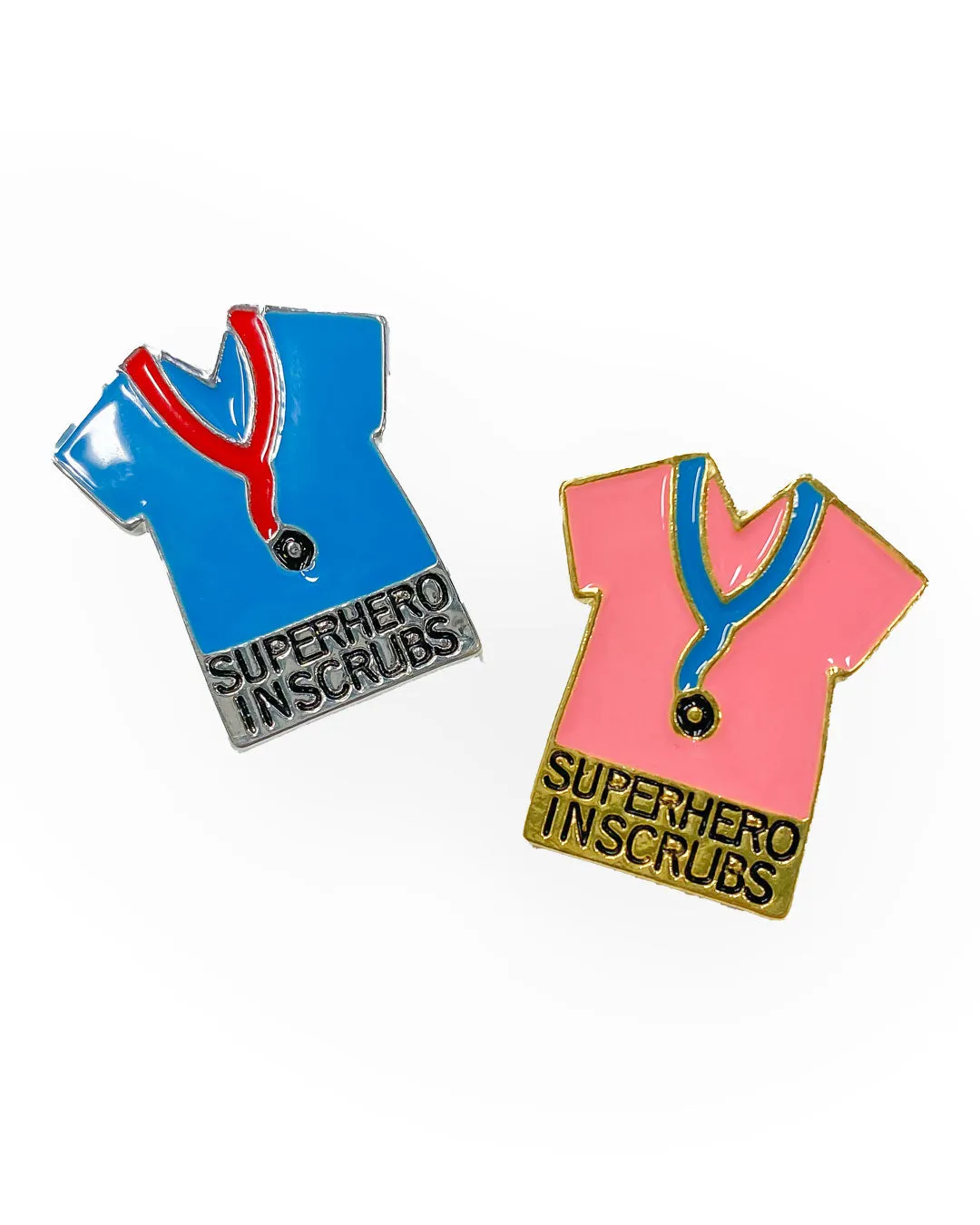 'Superhero in Scrubs' Enamel Pins - Pink & Blue
