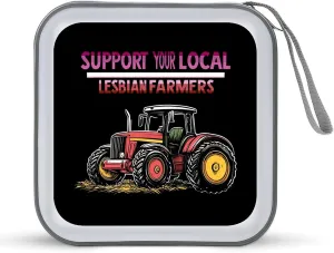 Support Your Local Lesbian Farmers 40 Capacity CD Case Holders Wallet Bag Plastic DVD Cases Storage Binder for Car Home Office Travel