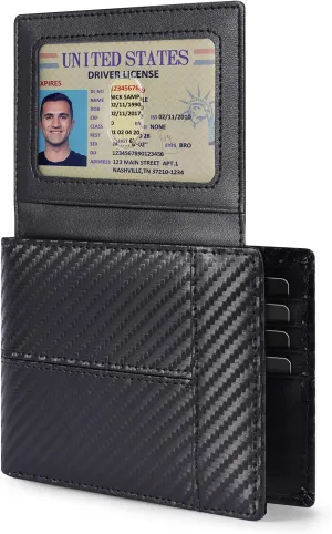 Swallowmall Leather Wallet for Mens Genuine Leather RFID Blocking Bifold Wallets with 2 ID Windows 13 Card Slots