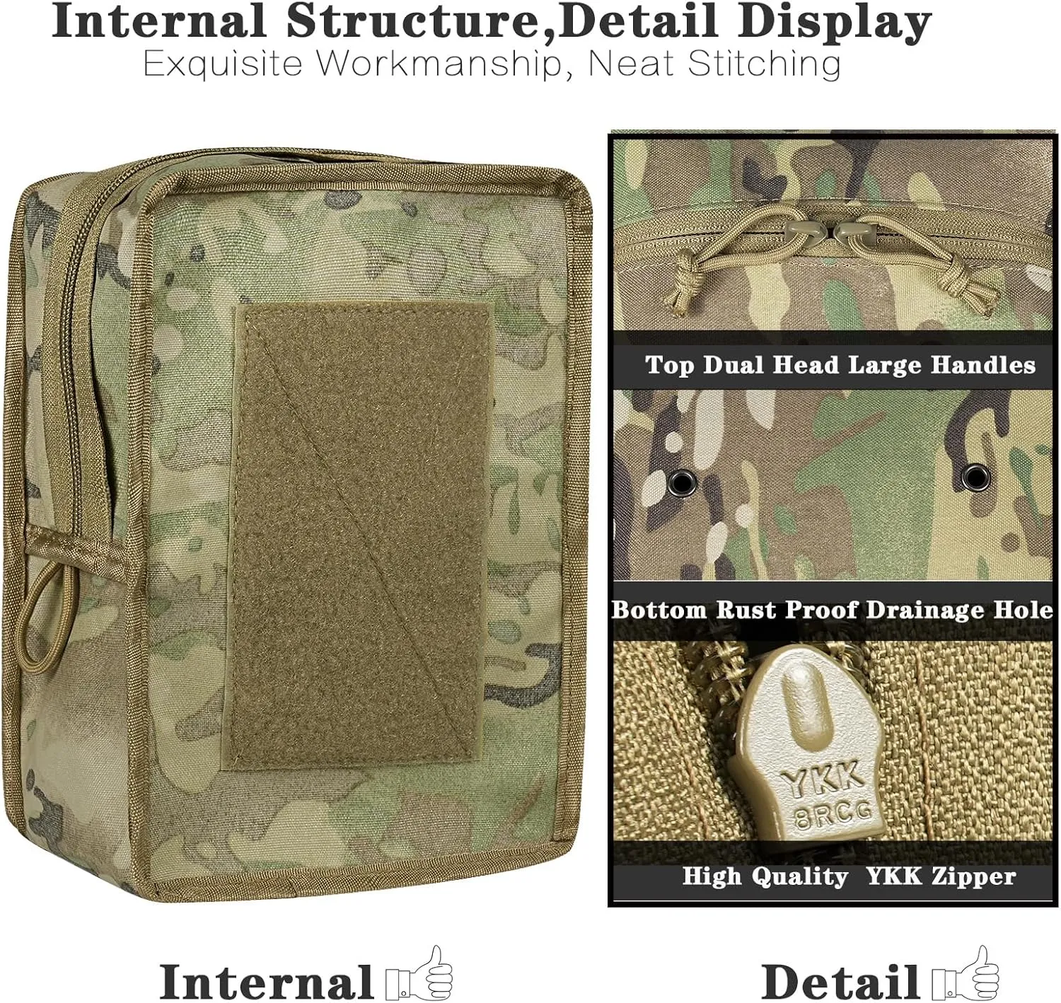 Tactical GP Wide/Tall Pouch,Molle General Purpose Pouches,Structured Horizontal/Vertical Utility Expanded Storage Bag