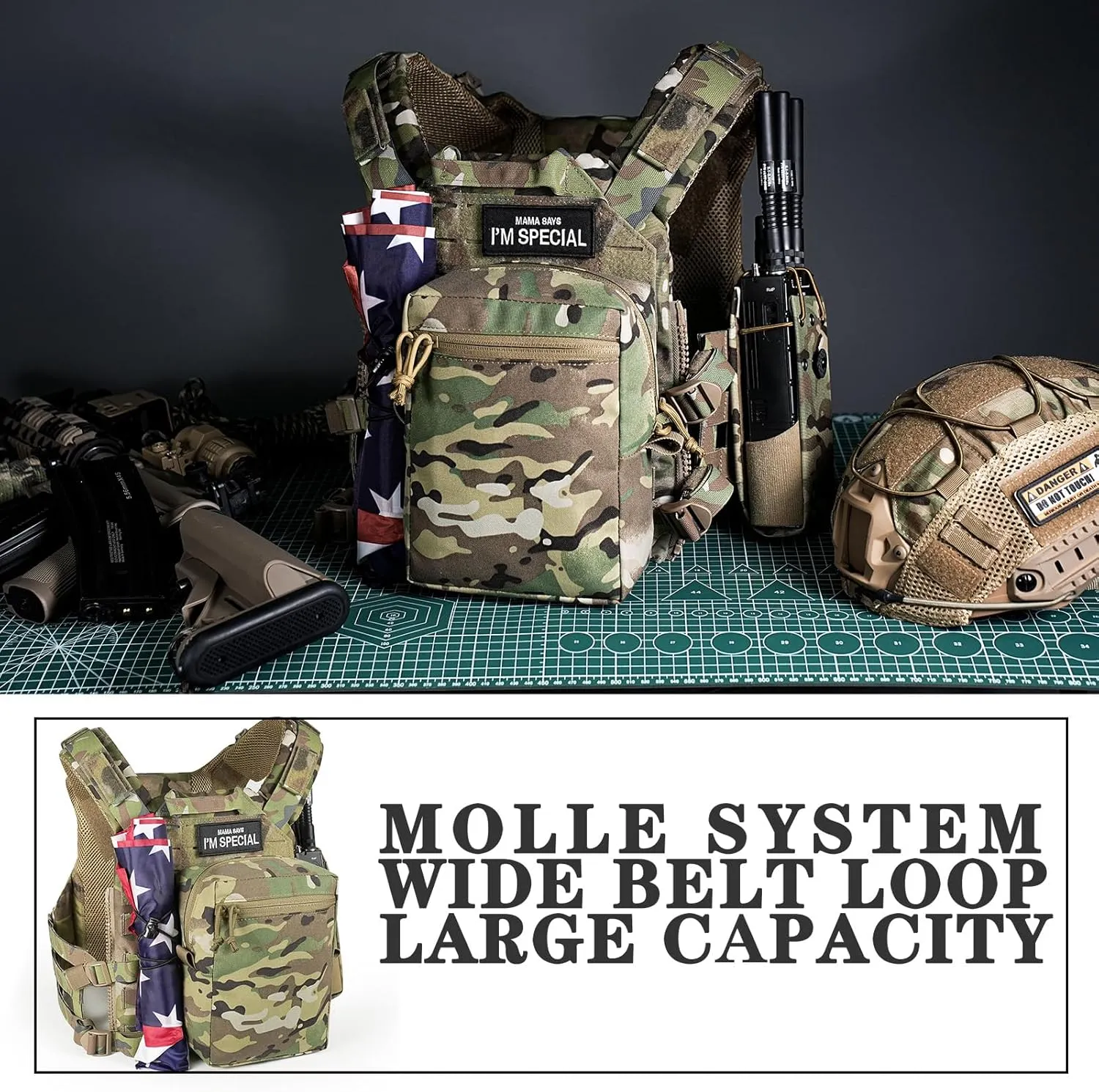 Tactical GP Wide/Tall Pouch,Molle General Purpose Pouches,Structured Horizontal/Vertical Utility Expanded Storage Bag