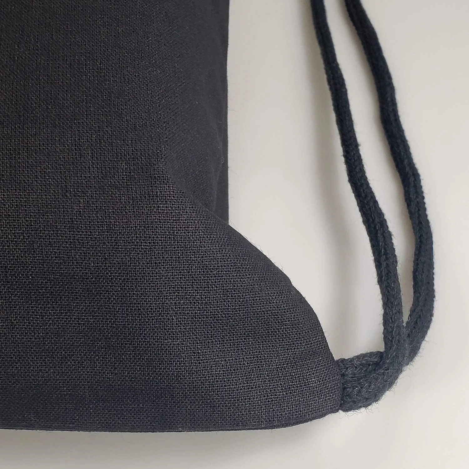 TBF Cotton Canvas Drawstring Backpack with Zippered Front Pocket Cinch Sack Pull String Sport Bags for Gym, Hike, Men Women Kids Bags (Black, Set of 6)