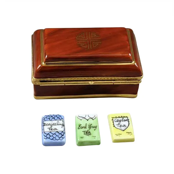 Tea Box with 3 Removable Tea Bags Limoges Porcelain Box