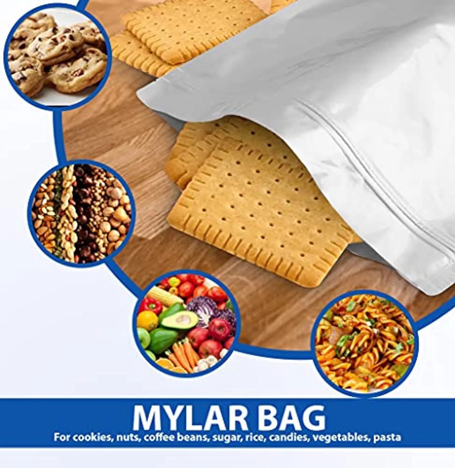 TEKUNLIMITED 25 Pack Resealable Mylar Bags for Food Storage – 1 Gallon (10 x 14 Inch with 9.4 Mil Ultra Thickness) with 500cc Oxygen Absorbers – Vacuum Seal Bags for Meat, Cookies, Nuts and Vegetables