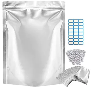 TEKUNLIMITED 25 Pack Resealable Mylar Bags for Food Storage – 1 Gallon (10 x 14 Inch with 9.4 Mil Ultra Thickness) with 500cc Oxygen Absorbers – Vacuum Seal Bags for Meat, Cookies, Nuts and Vegetables