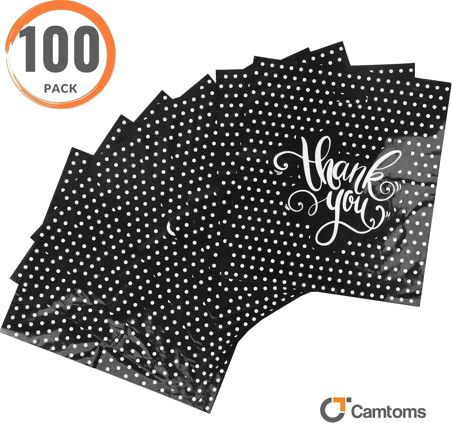 Thank You Bags for Business with Handles | Small Plastic Boutique Bags - 12x15, 100pack
