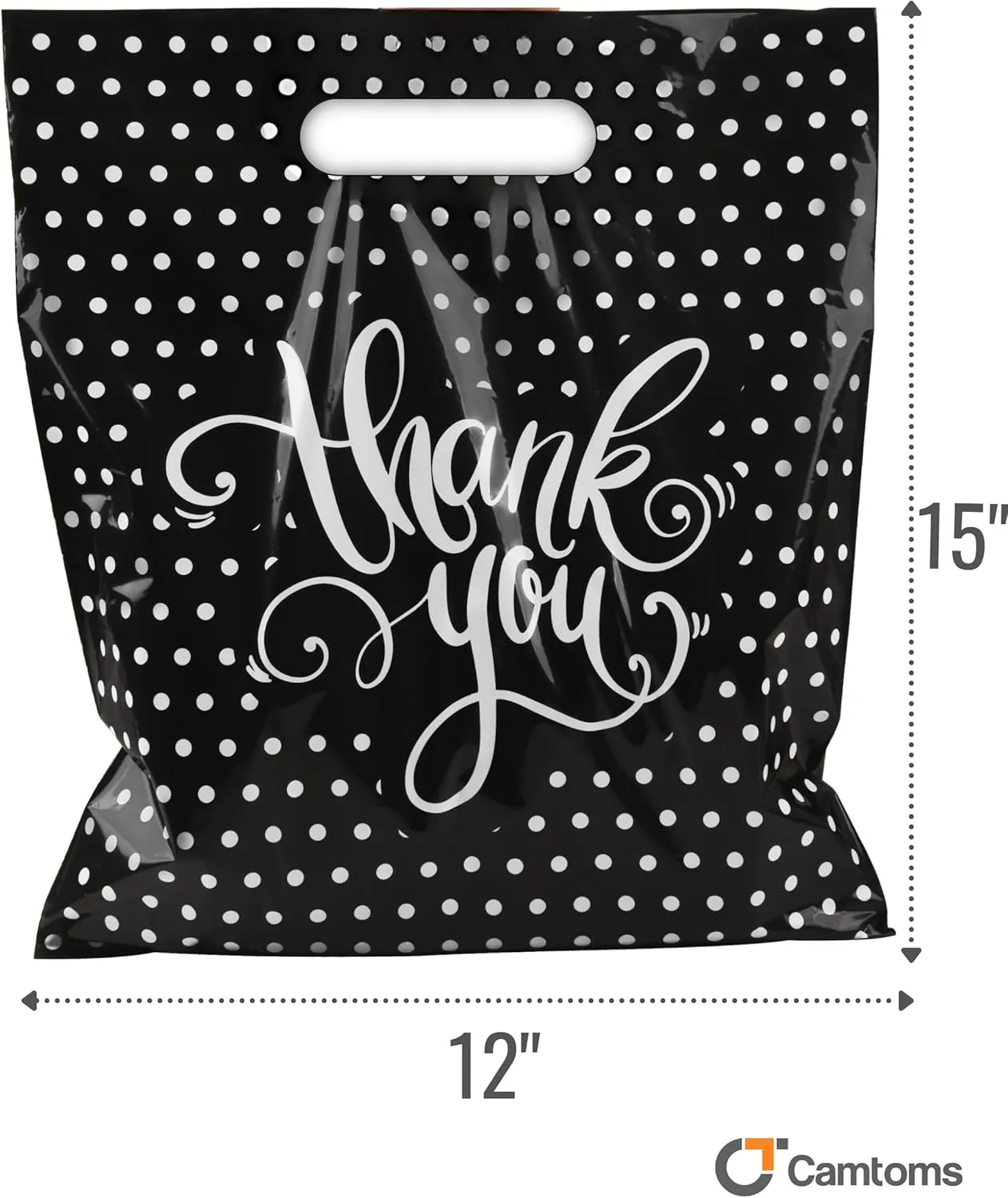 Thank You Bags for Business with Handles | Small Plastic Boutique Bags - 12x15, 100pack