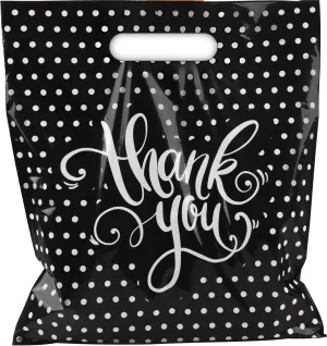 Thank You Bags for Business with Handles | Small Plastic Boutique Bags - 12x15, 100pack