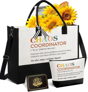 Thank You Gifts for Women, Administrative Professional Day Gifts, Chaos Coordinator Unique Ideas Box for Women, Teacher, Nurse, Coworker, Boss Lady, Employee w/Tote Bag Makeup Bag (Chaos)