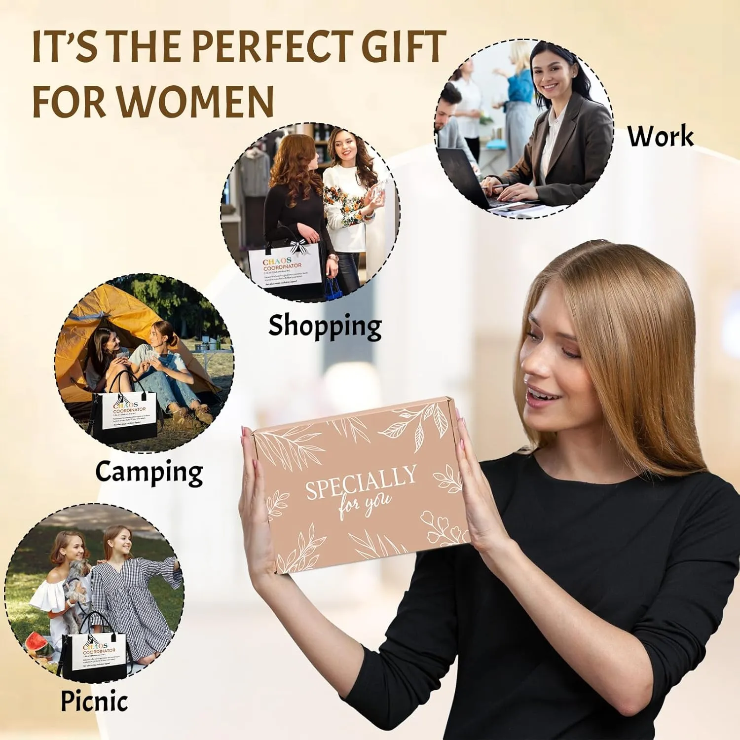 Thank You Gifts for Women, Administrative Professional Day Gifts, Chaos Coordinator Unique Ideas Box for Women, Teacher, Nurse, Coworker, Boss Lady, Employee w/Tote Bag Makeup Bag (Chaos)