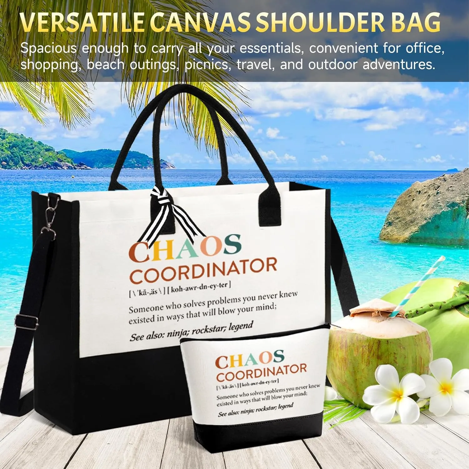Thank You Gifts for Women, Administrative Professional Day Gifts, Chaos Coordinator Unique Ideas Box for Women, Teacher, Nurse, Coworker, Boss Lady, Employee w/Tote Bag Makeup Bag (Chaos)