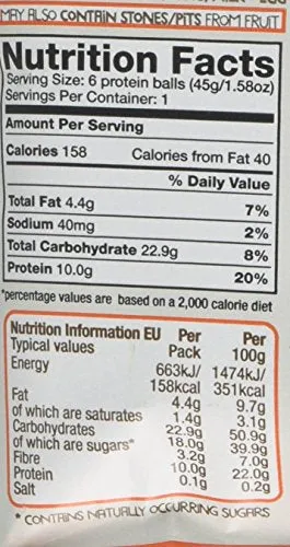 The Protein Ball Co Whey Protein Balls 10x45g Cacoa & Orange