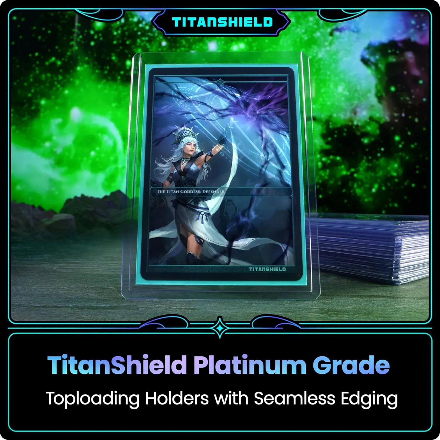TitanShield 3"x4" Platinum Quality Seamless Toploaders Top Loader Sleeves for Collectible Trading Cards Compatible with Pokemon MTG Kpop Photocards (100 ct.)