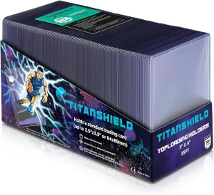 TitanShield 3"x4" Platinum Quality Seamless Toploaders Top Loader Sleeves for Collectible Trading Cards Compatible with Pokemon MTG Kpop Photocards (100 ct.)