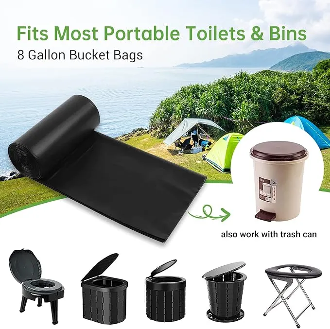 Toilet Bags 25 Count,Portable Trash Bags 8 Gallon 1.5 Mil Super Thickened Garbage Bags Kitchen Replacement Bags Plastic Free Waste Bags Ideal for Storing Household and Outdoor Waste (25)