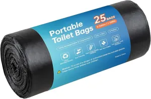 Toilet Bags 25 Count,Portable Trash Bags 8 Gallon 1.5 Mil Super Thickened Garbage Bags Kitchen Replacement Bags Plastic Free Waste Bags Ideal for Storing Household and Outdoor Waste (25)