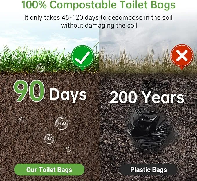 Toilet Bags 25 Count,Portable Trash Bags 8 Gallon 1.5 Mil Super Thickened Garbage Bags Kitchen Replacement Bags Plastic Free Waste Bags Ideal for Storing Household and Outdoor Waste (25)