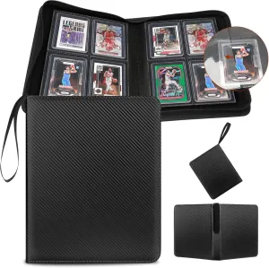 Toploader Binder 4 Pocket, HYMENEX Top Loader Card Storage Holds 96 Cards Toploader Card Binder for Trading Cards 3" x 4" Rigid Card Holders and Sports Cards Organized