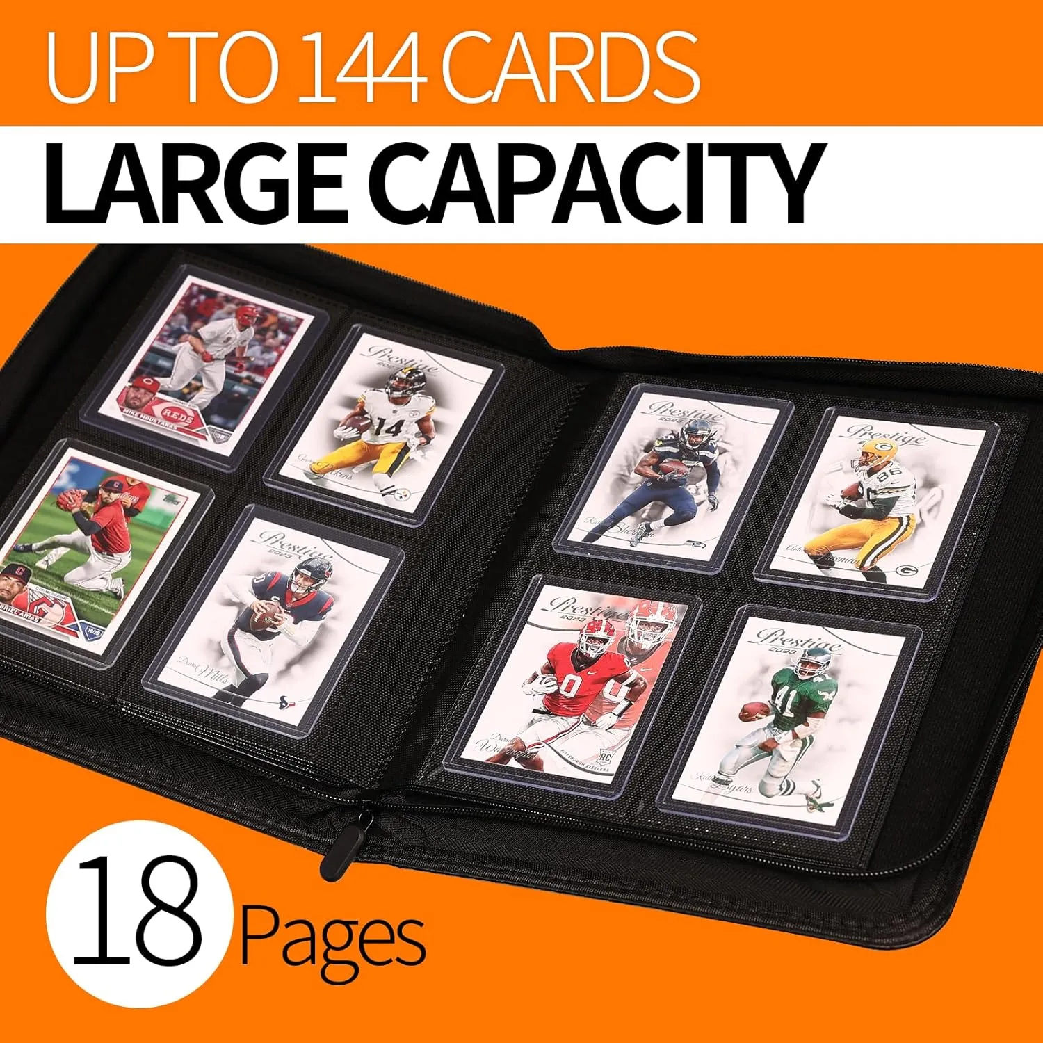 Toploader Binder 4 Pocket - Upgraded Hold 144 Toploaders with Sleeves for 3" x 4" Rigid Portable Card Holders Double Sided PU Card Holder for Sports Card, MTG, TCG, Game