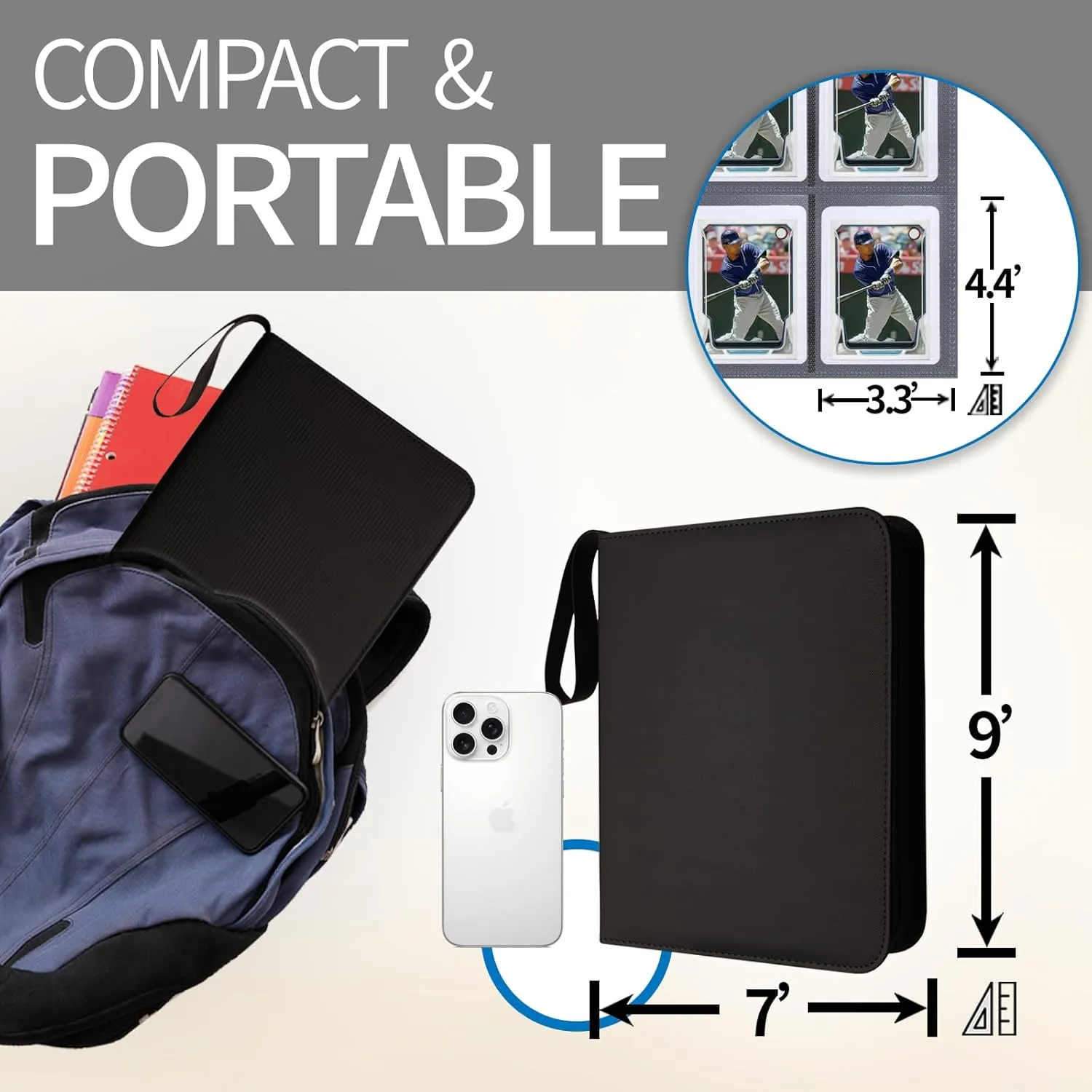 Toploader Binder 4 Pockets, Portable Trading Card Binder Holder Albums Book for Sports, Trading, and Gaming Cards Black - Total 144 Pockets