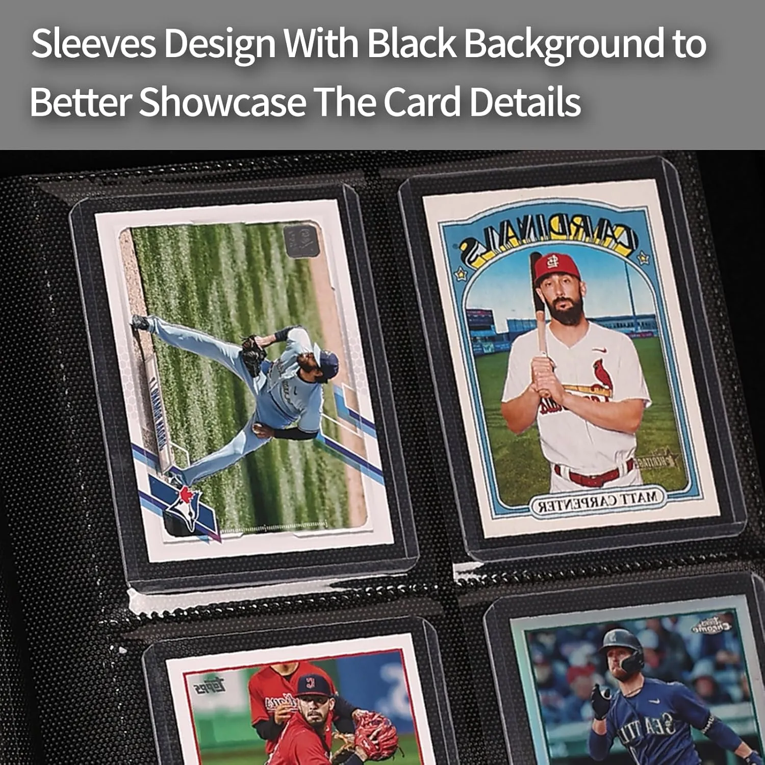 Toploader Binder 4 Pockets, Portable Trading Card Binder Holder Albums Book for Sports, Trading, and Gaming Cards Black - Total 144 Pockets