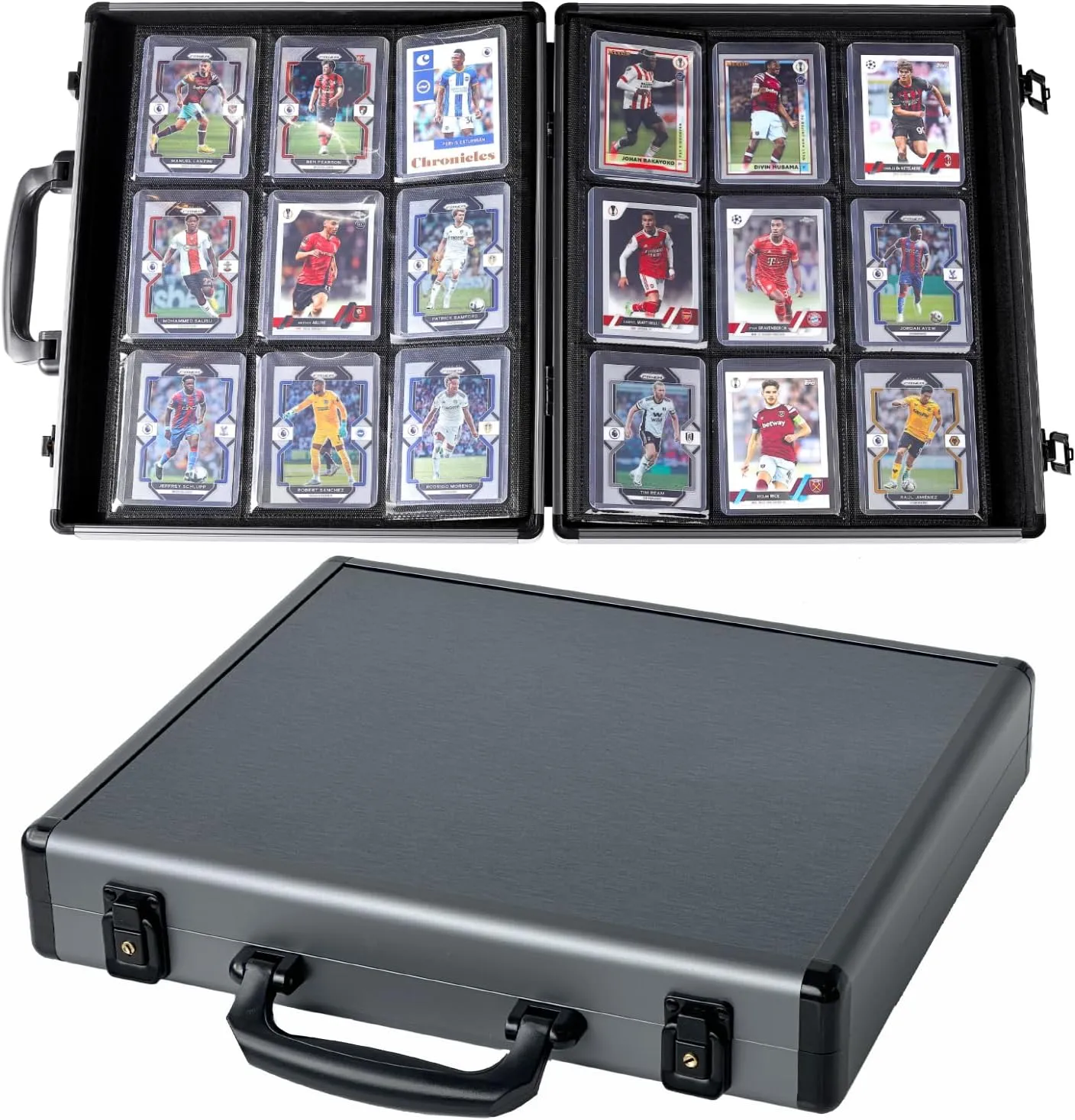 Toploader Binder for Trading Cards, Hard Cases, Holds 180 Toploaders, 9 Pocket Sleeves for 3" x 4" Cards (Gray)