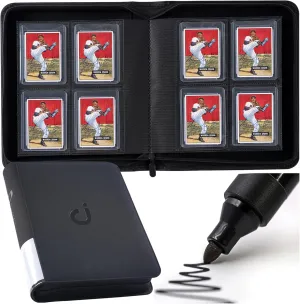 Toploader Binder, Holds 128 Top Loaders - 4 Pocket Top Loader Binder for 3" x 4" Rigid Card Holders for Trading Cards or Sports Cards, Model A - Classic Black