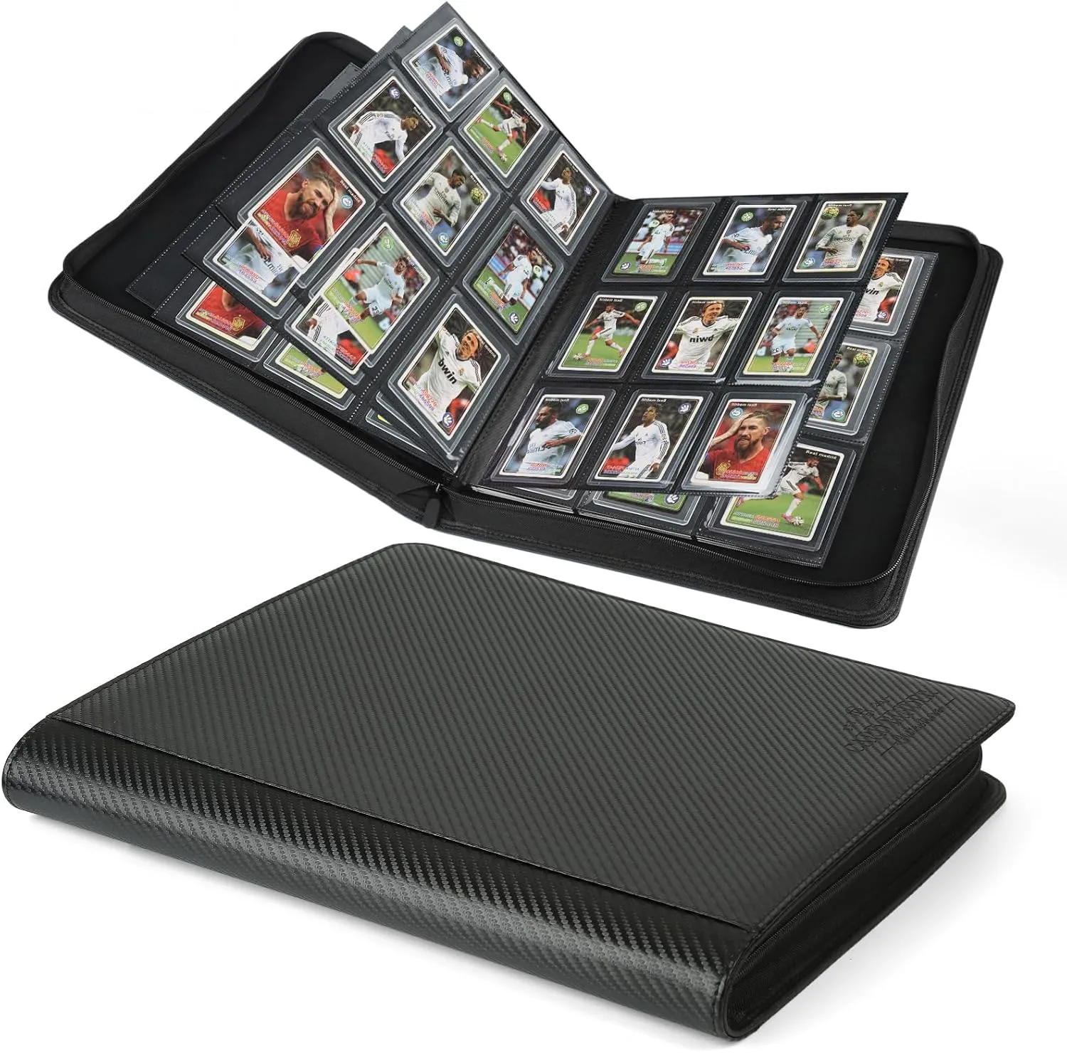Toploader Binder,Toploader Hard Cases, 9-Pocket Pages Sleeves Hold up 288 Cards.Toploader Card Binder with Sleeves for “3×4” rigid，Card Holder(black)