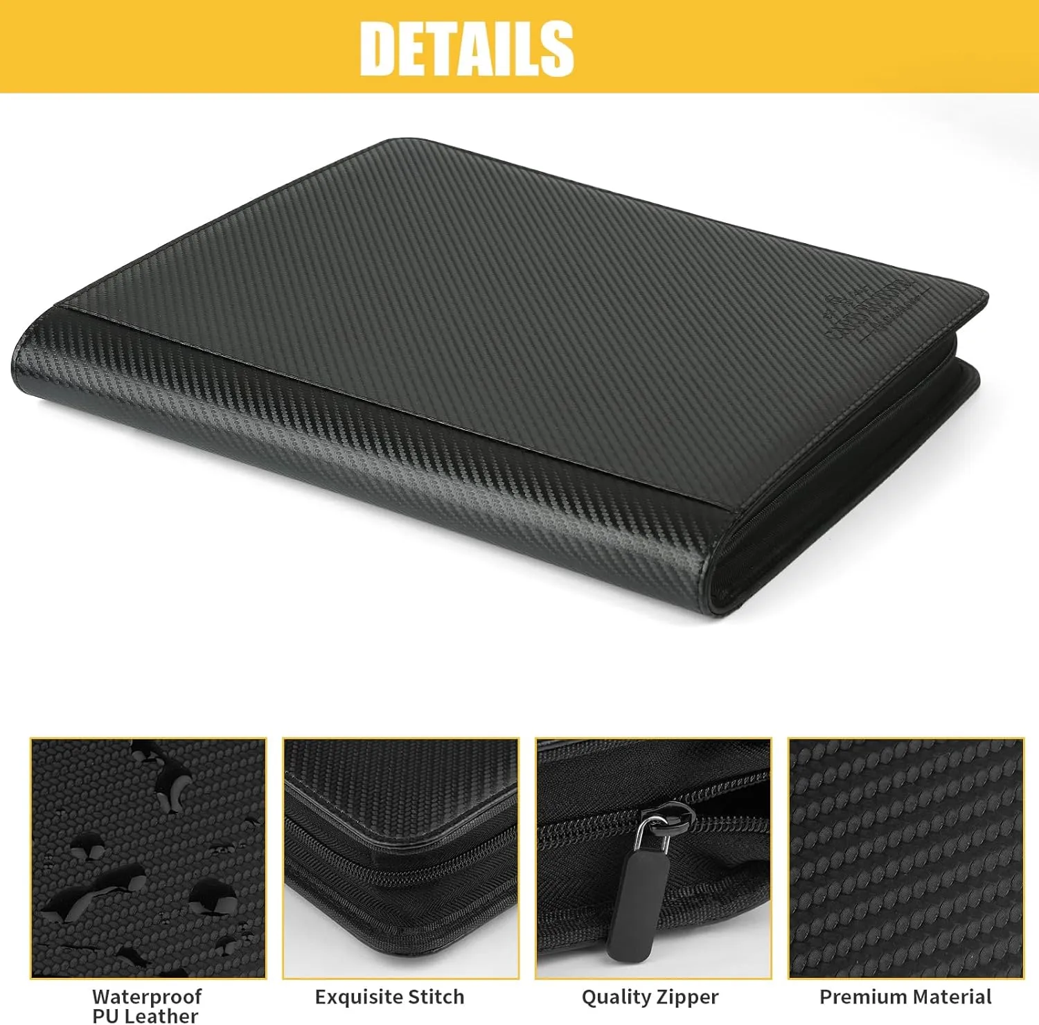 Toploader Binder,Toploader Hard Cases, 9-Pocket Pages Sleeves Hold up 288 Cards.Toploader Card Binder with Sleeves for “3×4” rigid，Card Holder(black)