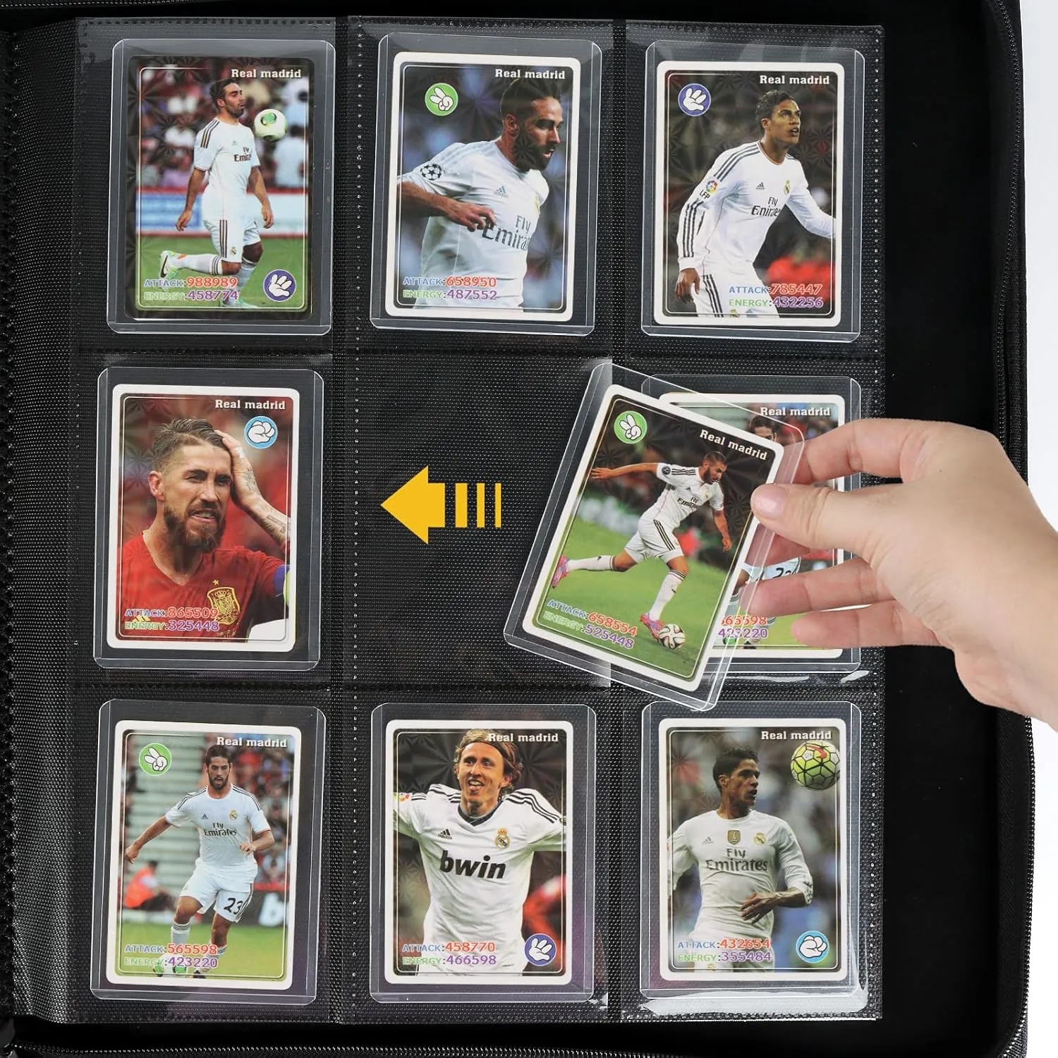 Toploader Binder,Toploader Hard Cases, 9-Pocket Pages Sleeves Hold up 288 Cards.Toploader Card Binder with Sleeves for “3×4” rigid，Card Holder(black)
