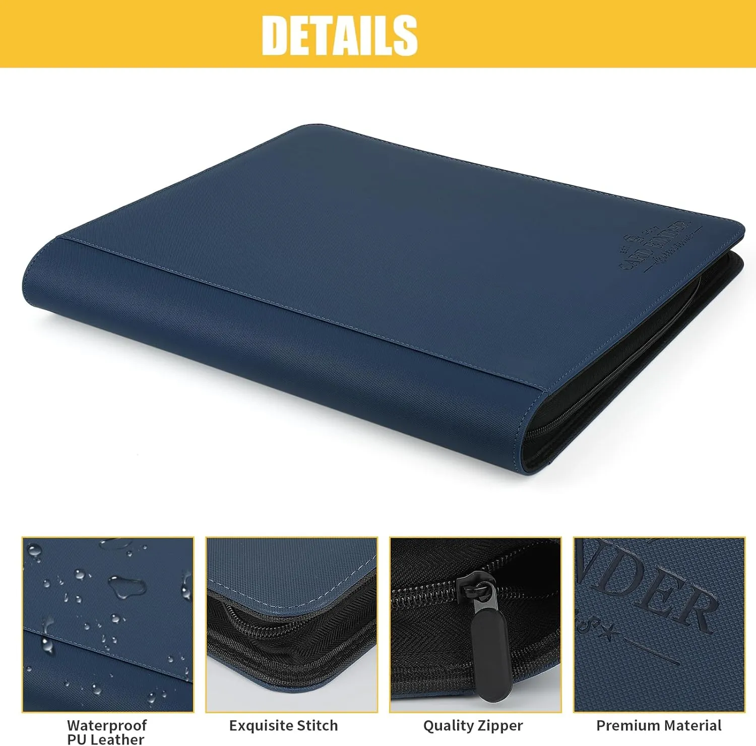 Toploader Binder,Toploader Hard Cases, 9-Pocket Pages Sleeves Hold up 288 Cards.Toploader Card Binder with Sleeves for “3×4” rigid，Card Holder(blue)