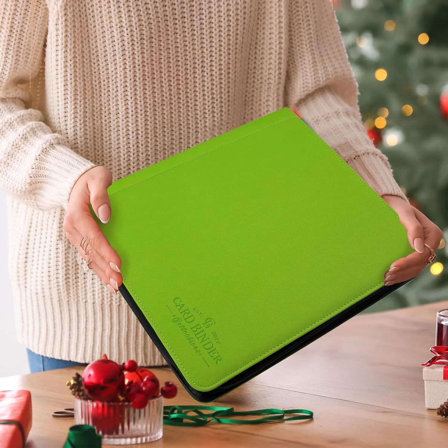Toploader Binder,Toploader Hard Cases, 9-Pocket Pages Sleeves Hold up 288 Cards.Toploader Card Binder with Sleeves for “3×4” rigid，Card Holder(Grass Green)