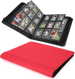 Toploader Binder,Toploader Hard Cases, 9-Pocket Pages Sleeves Hold up 288 Cards.Toploader Card Binder with Sleeves for “3×4” rigid，Card Holder(red)
