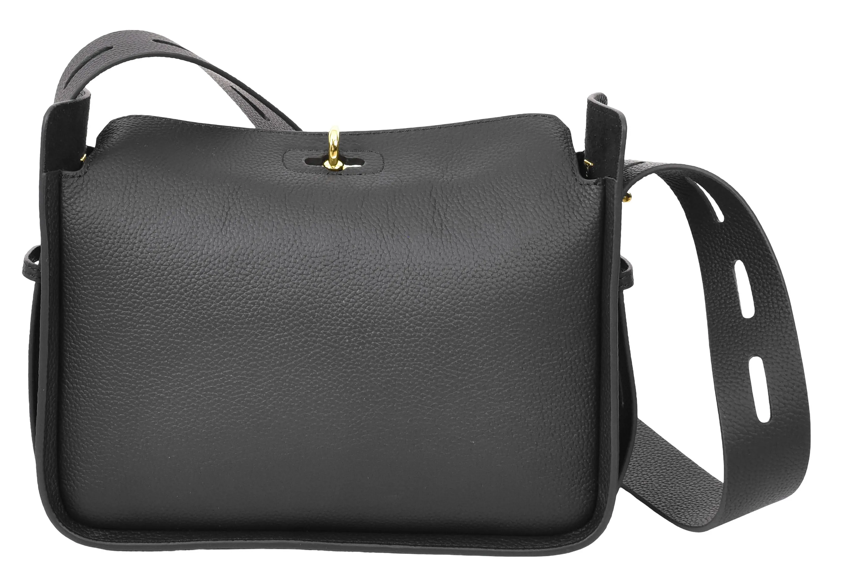 Toronto Women's Classic Real Leather Organiser Shoulder Bag Black