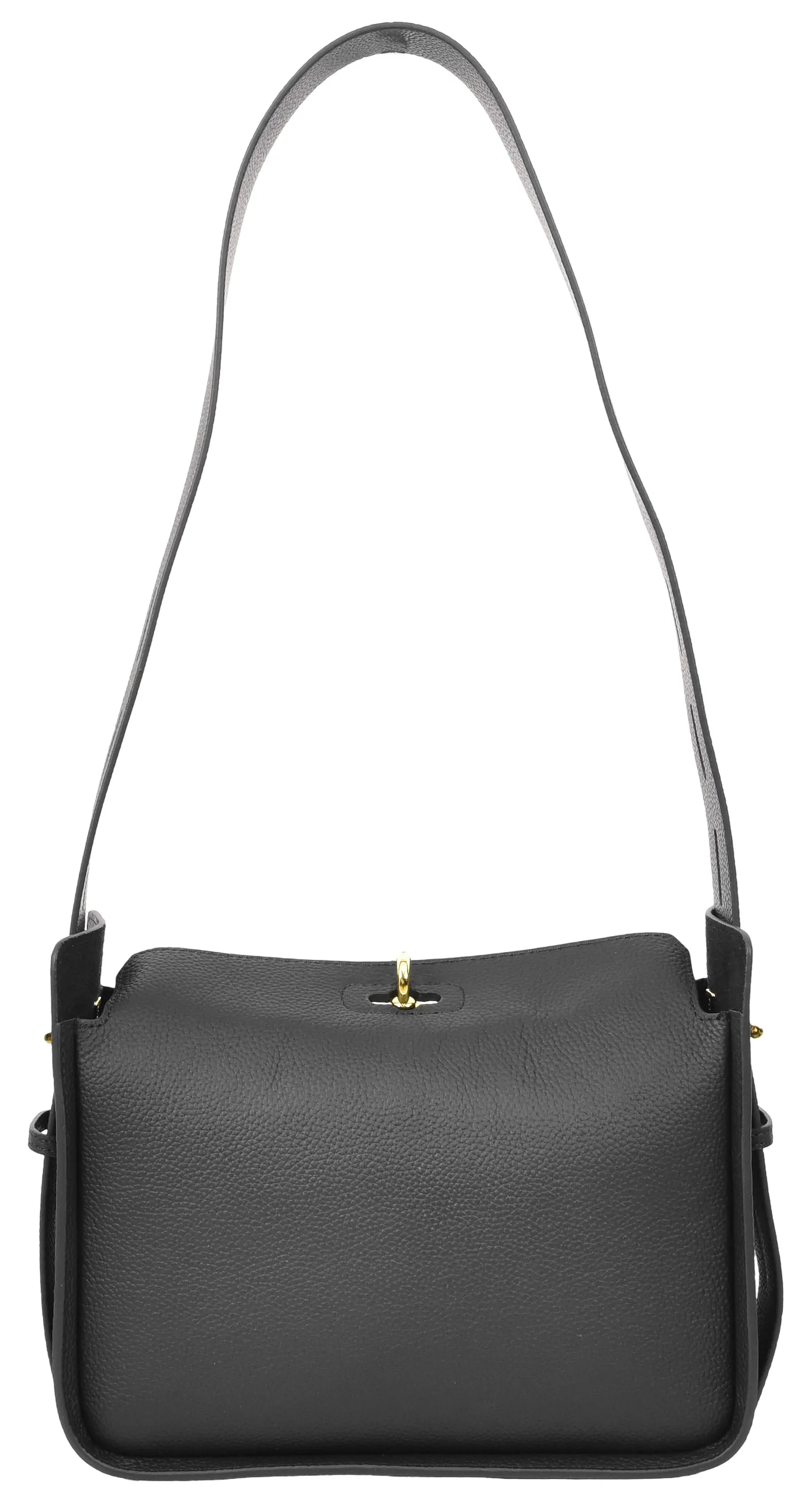 Toronto Women's Classic Real Leather Organiser Shoulder Bag Black