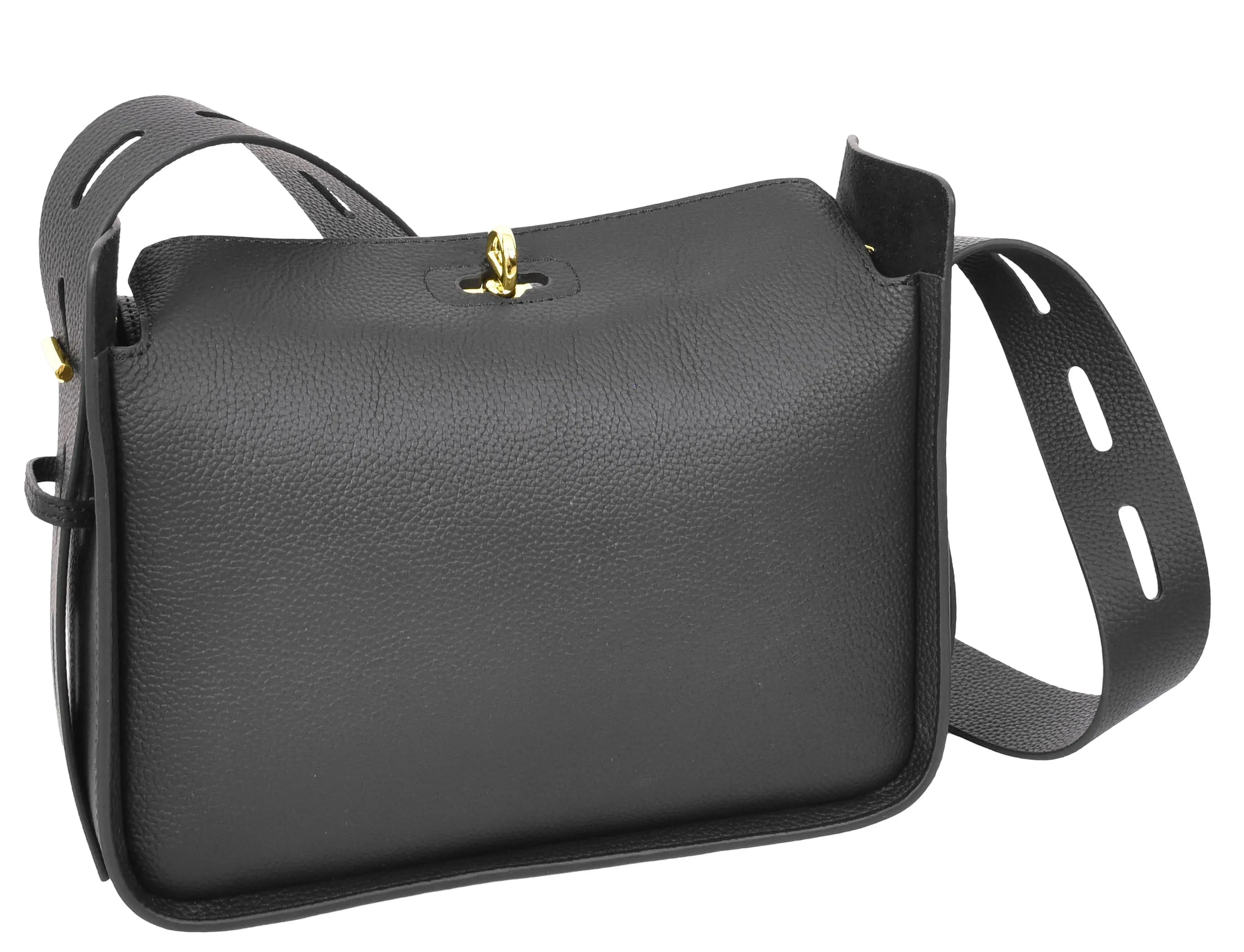 Toronto Women's Classic Real Leather Organiser Shoulder Bag Black