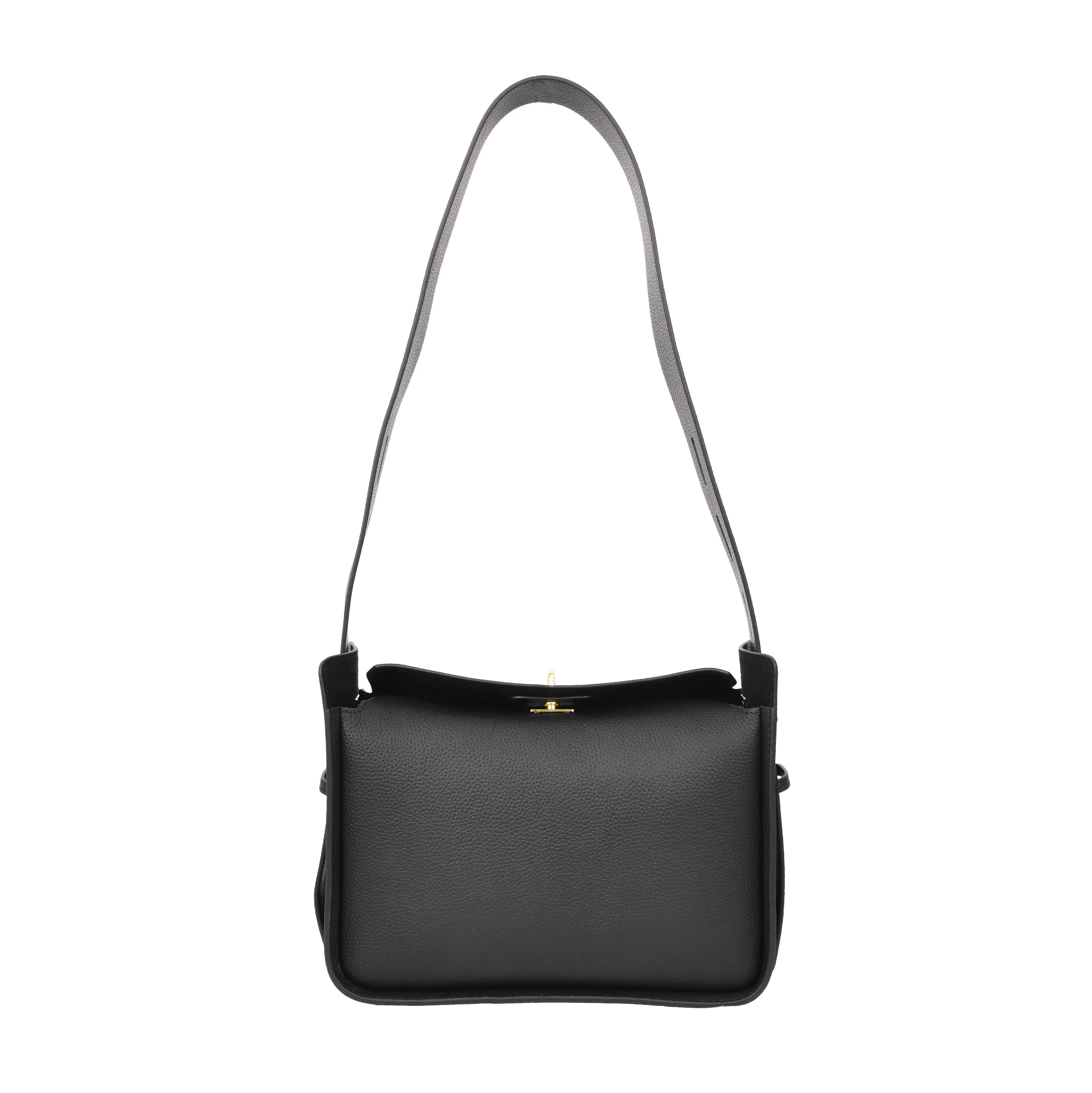 Toronto Women's Classic Real Leather Organiser Shoulder Bag Black