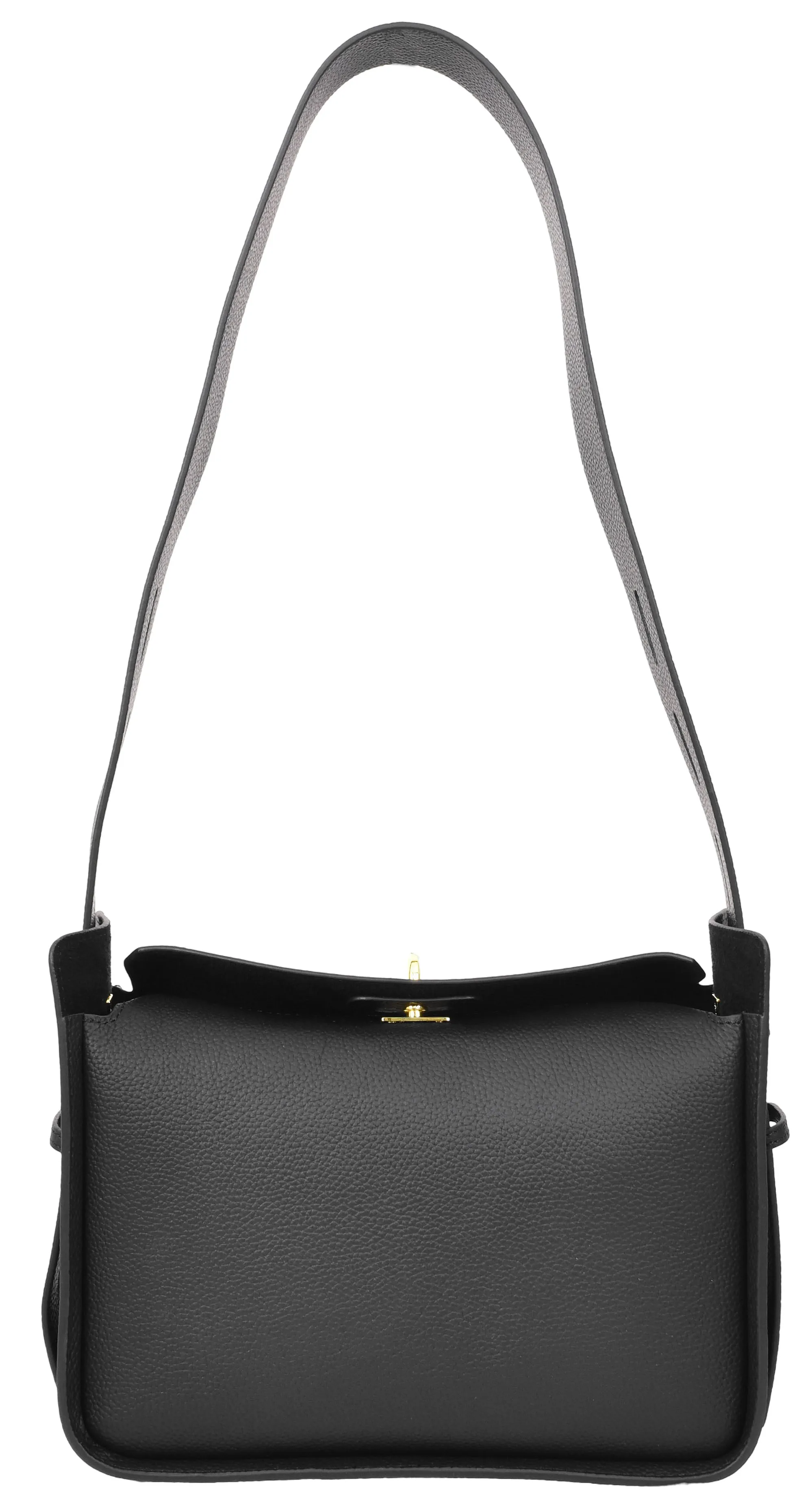 Toronto Women's Classic Real Leather Organiser Shoulder Bag Black