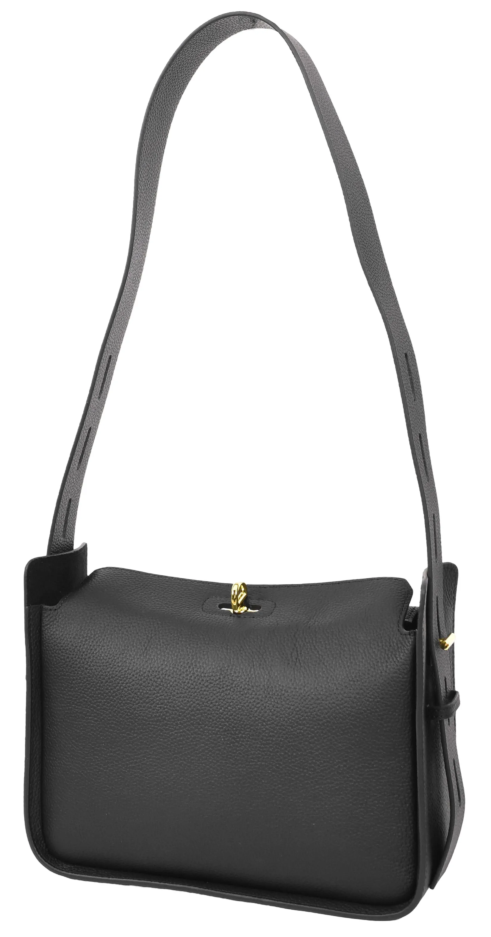 Toronto Women's Classic Real Leather Organiser Shoulder Bag Black