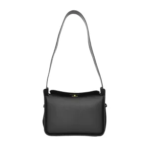Toronto Women's Classic Real Leather Organiser Shoulder Bag Black